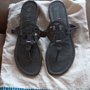 Tory Burch Women's Miller Gray Patent Leather Sandals